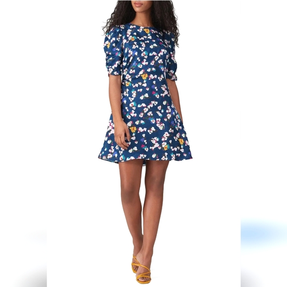 Tanya Taylor Dresses & Skirts - Tanya Taylor Liz Silk Floral Blue Dress Size 2